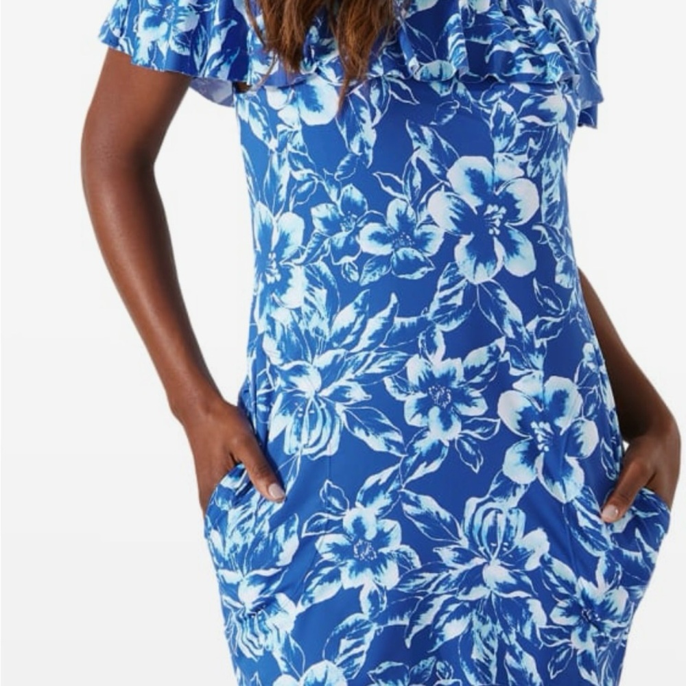 Tommy bahama scrolls short of the shoulder dress size small Brand new